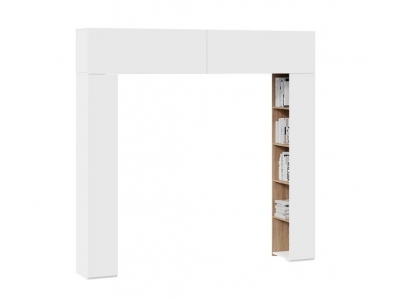 Шкаф навесной Порто 366 со стеллажами (Белый Жемчуг, Яблоня Беллуно, Белый софт)